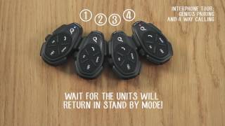 Interphone Tutorial 9 Automatic Pairing and Conferencing up to 4 units [upl. by Lucilla]