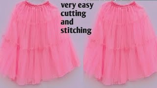 very easy net skirt cutting and stitching  net fabric lehnga cutting and stitching trending [upl. by Heim457]