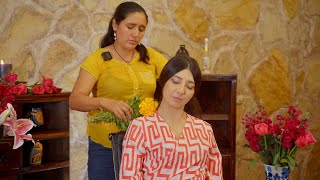 Esperanzas ASMR relaxation massage amp energy healing with soft whispering sounds amp fabric scratching [upl. by Atsyrhc469]