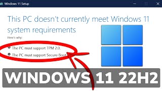 Install Windows 11 22H2 without TPM or Secure Boot Unsupported PC [upl. by Cathee63]