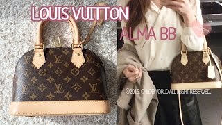 Louis Vuitton Alma BB 1 Year ReviewAlma BB MonogramWear and TearWhat Fits Inside [upl. by Audrie]