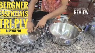 BERGNER ESSENTIALS TRIPLY BIRYANI POT  Unboxing amp review bergner biryanibiryanirecipe [upl. by Atilahs]