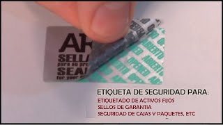 ETIQUETAS DE SEGURIDAD TIPO VOID PARA ACTIVOS FIJOS SELLOS DE GARANTIA [upl. by Acinom]