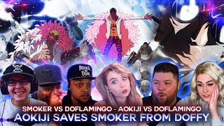 Aokiji Saves Smoker From Doflamingo  Smoker Vs Doflamingo  Reaction Mashup [upl. by Aerahs525]