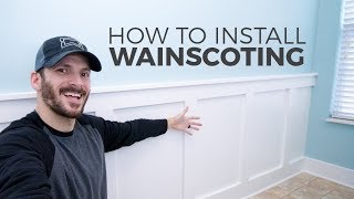 How to Install Wainscoting  DIY Board and Batten [upl. by Jezrdna856]