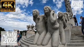 Summer in Oslo Norway  July 2022  Virtual tour of Vigelandsparken Vigeland Park  4K 60fps [upl. by Refinne]