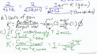 Finding Gain and Time Constant from a Transfer Function Model [upl. by Batchelor]