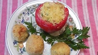 Peperoni ripieni di Riso e Arancini al forno Ricette in pochi minuti [upl. by Chladek]