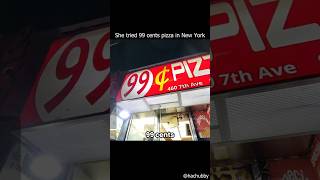 She tried 99 cents pizza in New York [upl. by Atilahs]