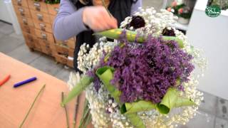 Step by step flower arrangement tutorial using our best varieties of Gyp Limonium and Scabiosa [upl. by Namyh]