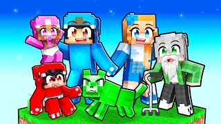 Playing as a FAMILY on ONE BLOCK in Minecraft [upl. by Anilave]