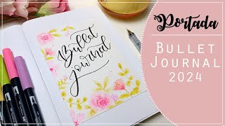 Bullet Journal Portada 2024  Lettering Floral Tombow [upl. by Pavel289]