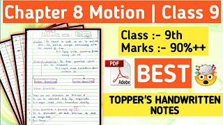 Notes Class 9 Science Chapter 8 Motion physics best handwritten Notes [upl. by Piselli]