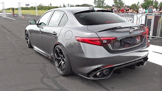 Alfa Romeo Giulia Quadrifoglio 29 V6 with RAGAZZON EXHAUST Drag Racing Accelerations Sound [upl. by Ahgiel]