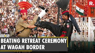 India vs Pakistan  Special Beating Retreat Ceremony held at Wagah Border  Sakshi TV [upl. by Yevoc880]