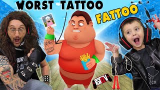 FAT DUDES amp TATTOOS I LOST 350lbs in under 20 Minutes FGTeeV INK INC  Fit the Fat [upl. by Enilecram]