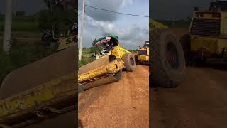 Road Roller Fall off the road roadconstruction car [upl. by Marienthal]