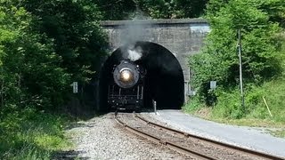 Steam Engine Locomotive Train Coming Through Tunnel on Great Allegheny Passage [upl. by Assirim]