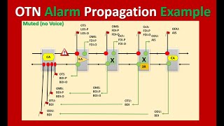 OTN alarms propagation example No voice OTN DWDM telecom  OTN roadm otn dwdm optical fiber [upl. by Carhart]