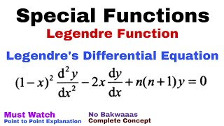 28 Legendre Function  Legendres Differential Equation  Complete Concept [upl. by Nylorak]