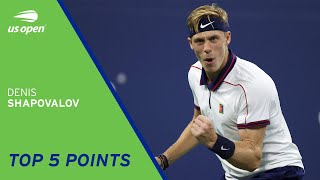 Denis Shapovalov  Top 5 Points  2021 US Open [upl. by Eillo]