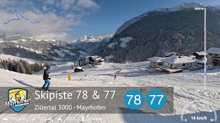 Skiing Mayrhofen  Ski Slope 78 amp 77  Lattenalm amp Valley Descent  Zillertal 3000  With GPS Stats [upl. by Notgnilra]