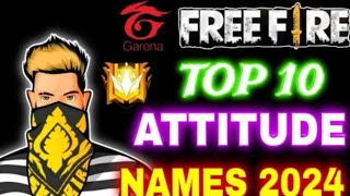 Top10 Best Attitude Name Free Fire 2024  Free Fire Attitude Name Style  Free Fire🔥 Attitude name [upl. by Chobot]