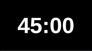 45 Minute Silent Timer Countdown Clock Black amp White Screen Video No Sound [upl. by Elinor]