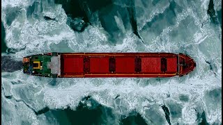 Beatiful ICEBREAKER Footage 🧊🚢 Ship moving THROUGHT ice [upl. by Hayton]