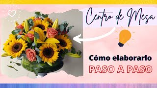 💐 CENTRO DE MESA redondo con Rosas Girasoles y lirios 🌻 [upl. by Vitoria]