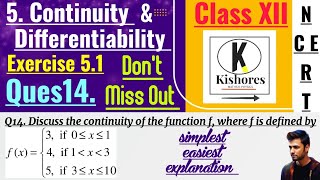 Continuity And Differentiability class 12 exercise 51 Q14 [upl. by Elleiand]