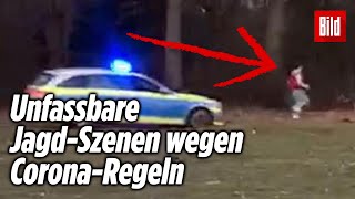 PolizeiAuto jagt Jugendlichen durch Park in Hamburg – wegen Verstoß gegen CoronaRegeln [upl. by Bucky]