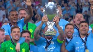 Man City lift the UEFA Super Cup 🔵🏆 [upl. by Yesteb]