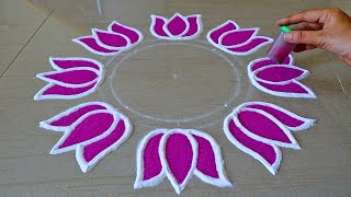 Easy amp Beautiful New Year Rangoli Designs  Sankranthi Muggulu Designs  Easy Pongal Kolam Designs [upl. by Aronal]