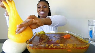 Asmr mukbang banga soup with starch fufu and pounded yam fufu [upl. by Shultz382]