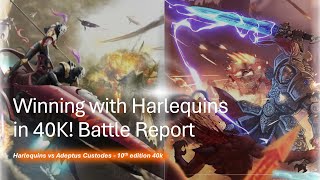 Winning With Harlequins VS Adeptus Custodes in 10th Edition Warhammer 40k Battle Report [upl. by Elfont273]