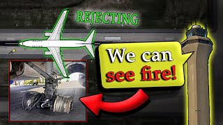 BRAKE FIRE  REJECTED TAKEOFF  United B737 at Denver International [upl. by Rumney]