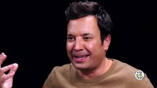 Jimmy Fallon Gets Spooked By Spicy Wings Hot Ones [upl. by Nitneuq]