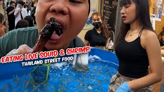 Eating Live SQUID and Jumping SHRIMP Salad  Thai Famous Street Food [upl. by Konrad]