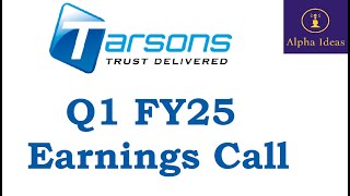 Tarsons Products Q1 FY25 Earnings Call Part1 Tarsons Products Ltd Q1 Concall [upl. by Einreb]