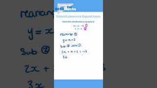 Linear Simultaneous Equations  Substitution Method maths gcse algebra solve revision equation [upl. by Schiro]