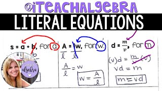 Algebra 1  Literal Equations and Rearranging Equations [upl. by Antonina222]