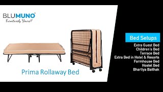 Indias Favourite Folding Bed I Blumuno Prima Rollaway Bed Video I With Wheels and Folding Mattress [upl. by Samy]