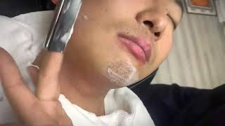 ASMR Rare Razor ShaveShave off the vellus hair and cuticles on a male customers face [upl. by Lanita388]