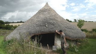 Amazing Thatch Roof House built by hand Bronze Age 1200BC Inspired Roundhouse [upl. by Fassold]