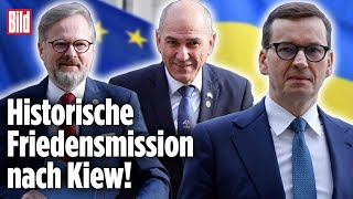 Zeichen der Solidarität RegierungsChefs auf ukrainischem Gebiet  UkraineKrieg [upl. by Nomzzaj]