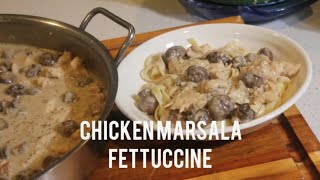 Easy Chicken Marsala with Fettucine Pasta Recipe [upl. by Norvell]