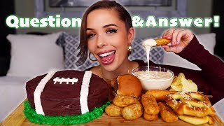 SUPER BOWL MUKBANG  appetizers cheesy onion dip and chocolate cake [upl. by Danyluk]