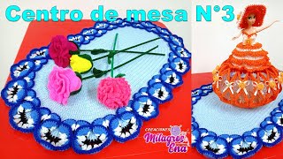 Centro de mesa N° 3 ovalado tejido a crochet con Flores PENSAMIENTO paso a paso  MILAGROS ENA [upl. by Nathaniel]