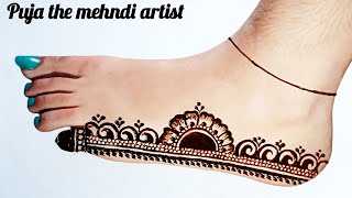 New Easy Border Feet Mehndi Design 2024foot mehndi design simplepairon ki mehandimehndi designs [upl. by Derr139]